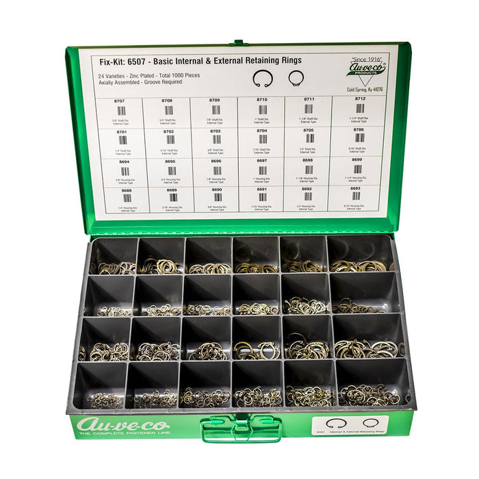 Internal & External Snap Ring Kit - (1/4, 5/16, 3/8, 7/16, 1/2, 9/16, 5/8, 3/4, 7/8, 1, 1-1/8, & 1-1/4) 1000pc Metal Drawer-43