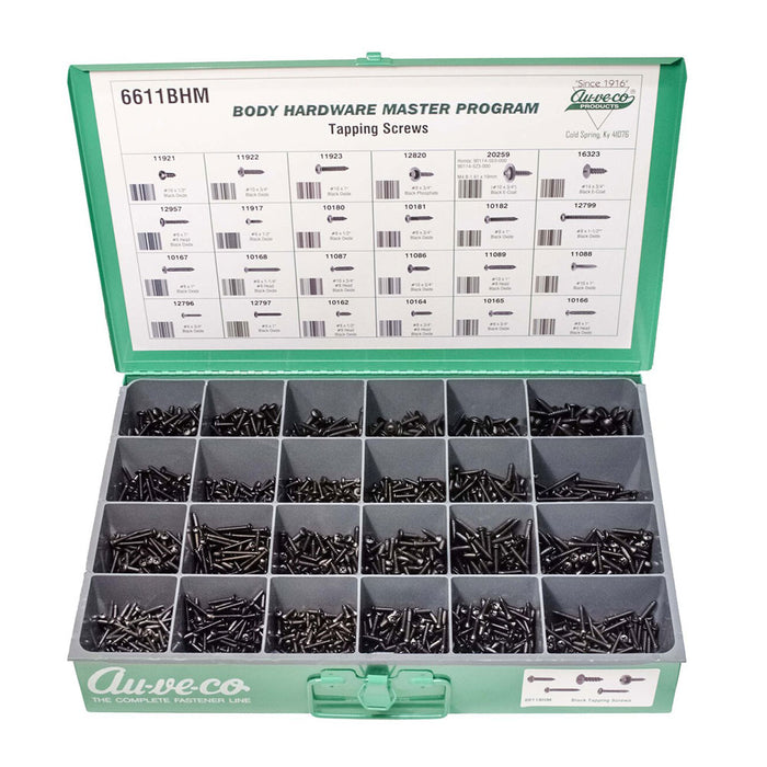 Black Tapping Screws - 2175 Pc Kit ( Sizes #6, #8, #10, & #14) Metal Drawer