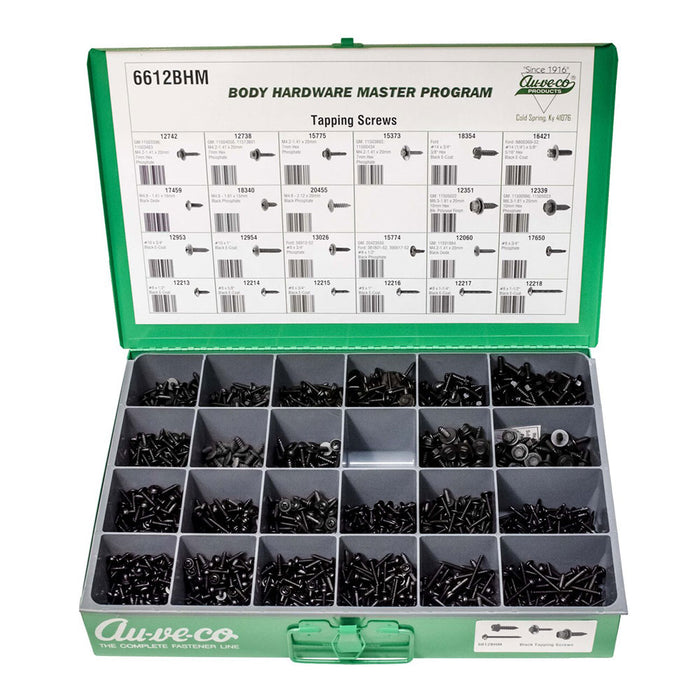 Black Tapping Screws - 1750 Pc Kit ( Sizes M4.2, M4.8, M6.3, #8, #10, & #14) Metal Drawer