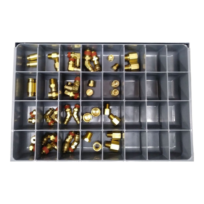Brass Push-In & Brass Pipe Fittings - 42 pc (3/8, & 1/2) Metal Drawer