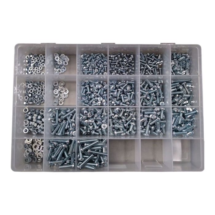 Phillips Pan Head Metric Machine Screw Set - 1050pc (Sizes M4-.7, M5-.8, & M6-1.0) Plastic Drawer