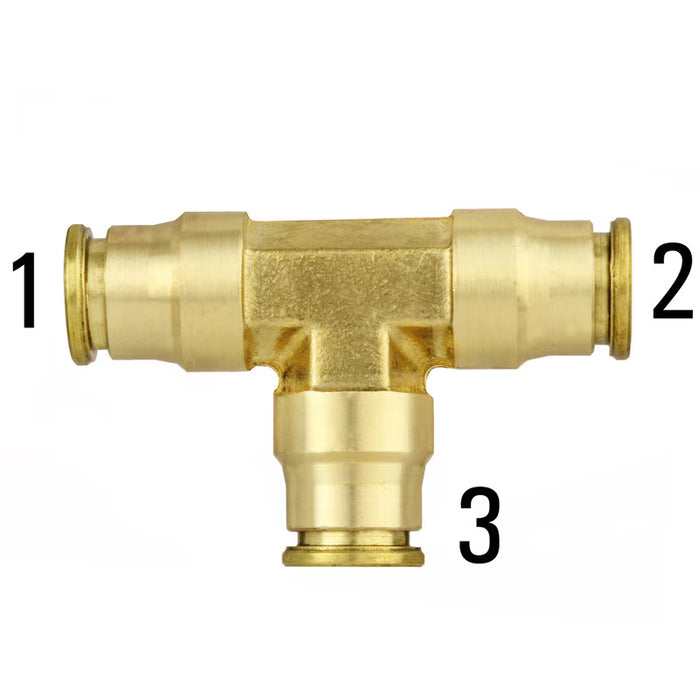 1164-6 3/8 Brass Tube Push-In Union Tee