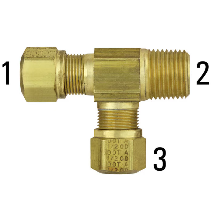 1471-6 3/8 x 3/8 x 1/4 Male Run Tee A/B for Nylon Tubing