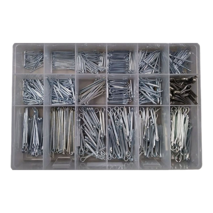 Cotter Pin Assortment - 650pc (Sizes 1/16, 3/32, 1/8, 5/32, 1/4, & 3/16) Plastic Drawer
