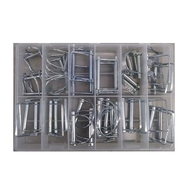 Snapper Pin Assortment 50Pc - (Sizes 1/4, 5/16, & 3/8 Round & Square Clips) Plastic Drawer