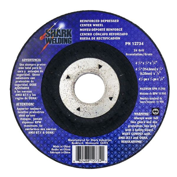 4-1/2 x 1/4 x 7/8 A46R Grinding Wheel Type 27 - For Aluminum
