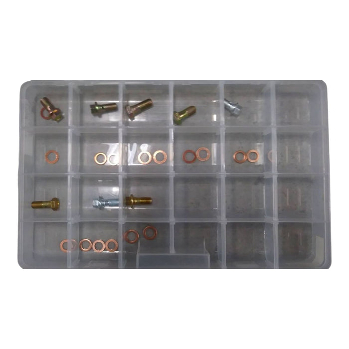 Banjo/Flex Line Bolt & Gasket Assortment 24 Pieces Plastic Drawer