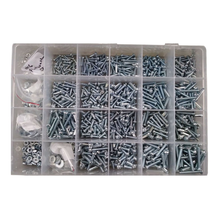 Machine Screw Kit - 1400 Pc. (Sizes #6-32, #8-32, #10-24, #10-32, & #12-24) Plastic Drawer