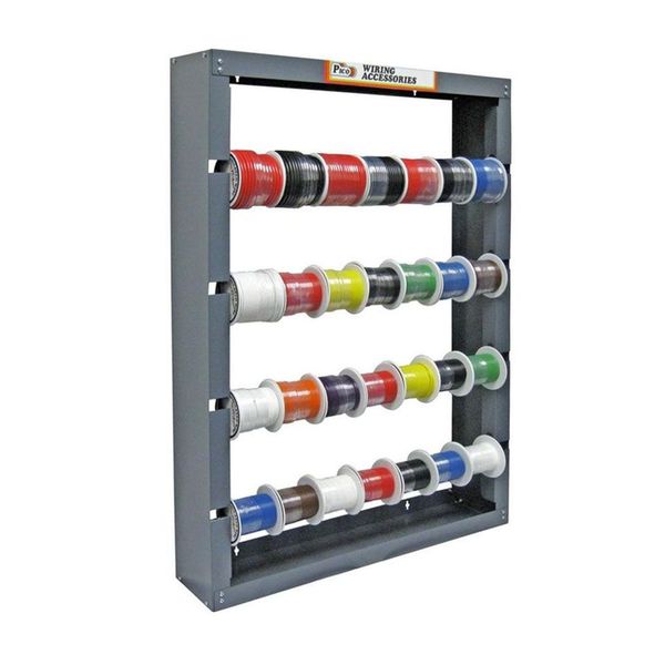 Primary Wire With Rack 28 Spools - 2) 8 Ga, 2) 10 Ga, 4) 12 Ga, 9) 14 Ga, 7) 16 Ga, & 4) 18 Ga